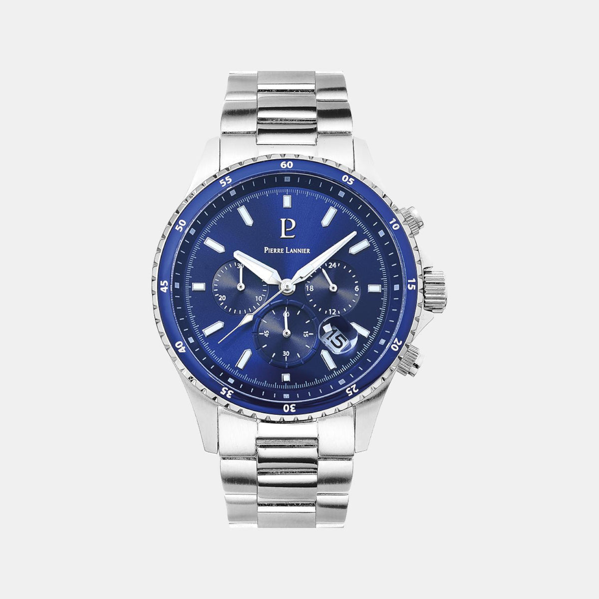 Pierre Lannier Cronos Men Quartz Blue Dial Chronograph Stainless Steel Watch 226G161-1