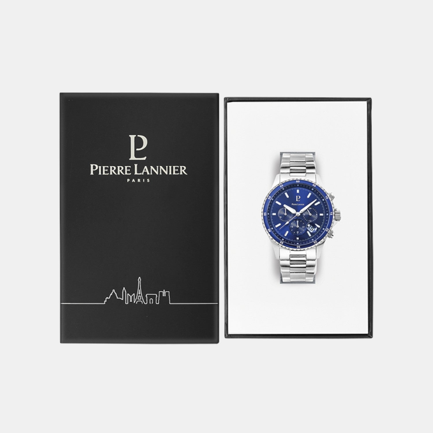 Pierre Lannier Cronos Men Quartz Blue Dial Chronograph Stainless Steel Watch 226G161-5