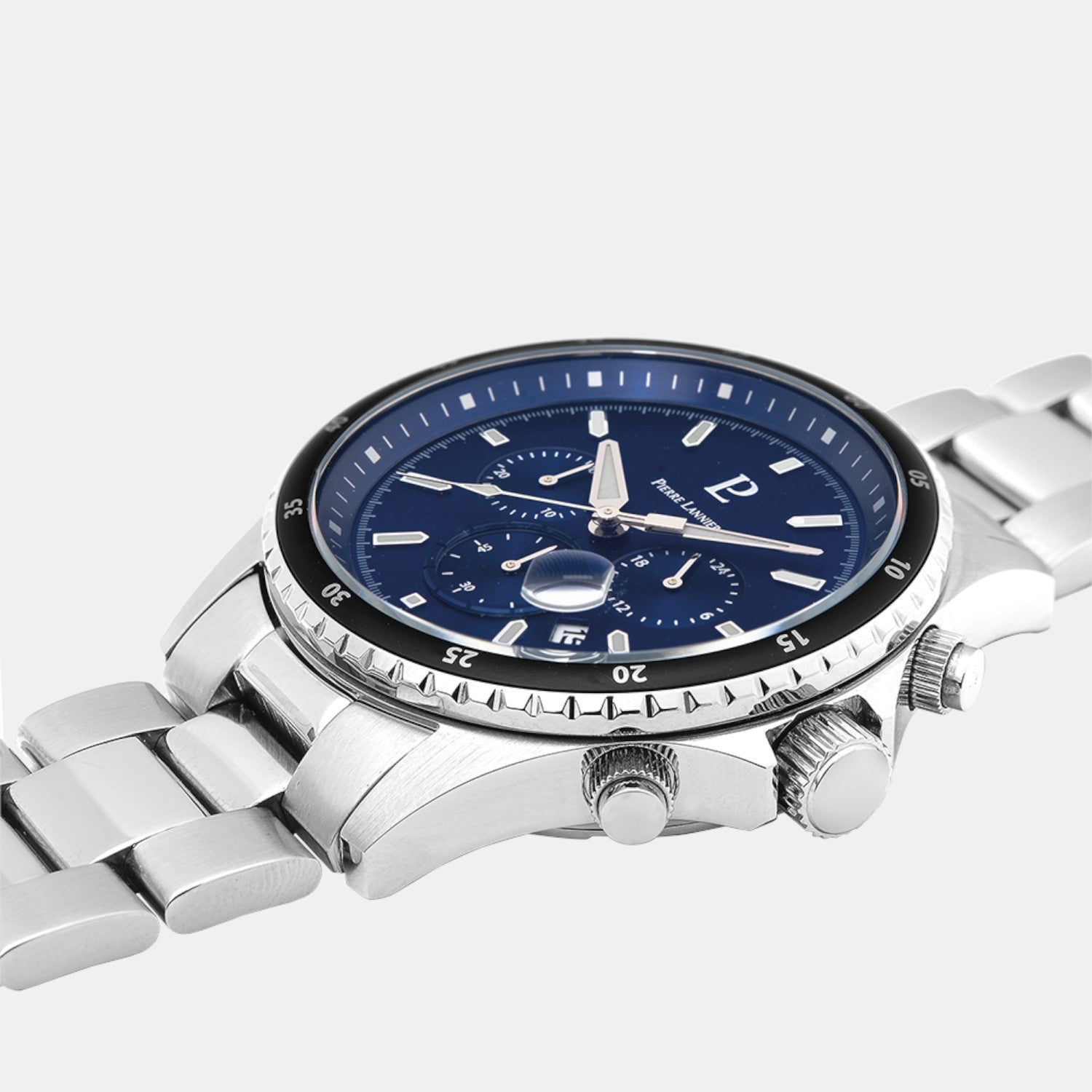 Pierre Lannier Cronos Men Quartz Blue Dial Chronograph Stainless Steel Watch 226G161-3