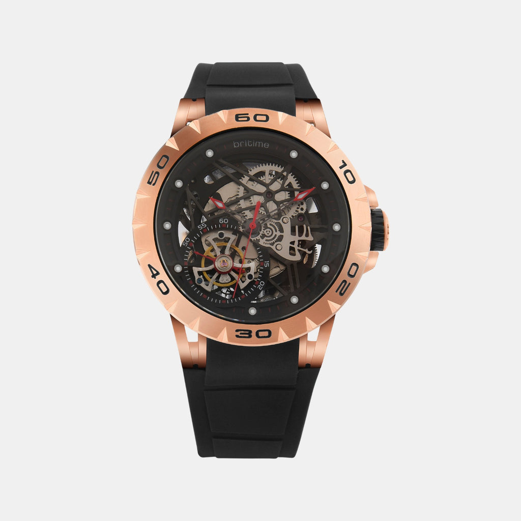 Crescent Men Automatic Black Dial Analog Silicone Watch 227-P30406