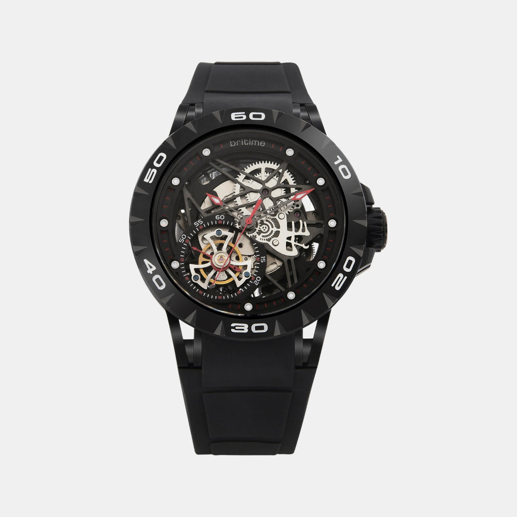 Crescent Men Automatic Black Dial Analog Silicone Watch 227-P40406