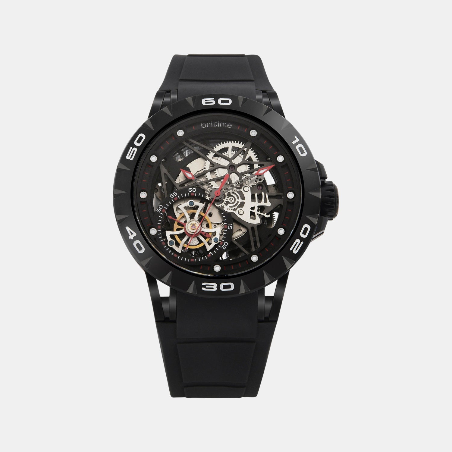 Crescent Men Automatic Black Dial Analog Silicone Watch 227-P40406