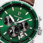 Pierre Lannier Cronos Men Quartz Green Dial Chronograph Leather Watch 227G164-2