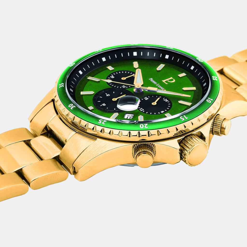 Cronos Men Quartz Green Dial Chronograph Stainless Steel Watch 228J062