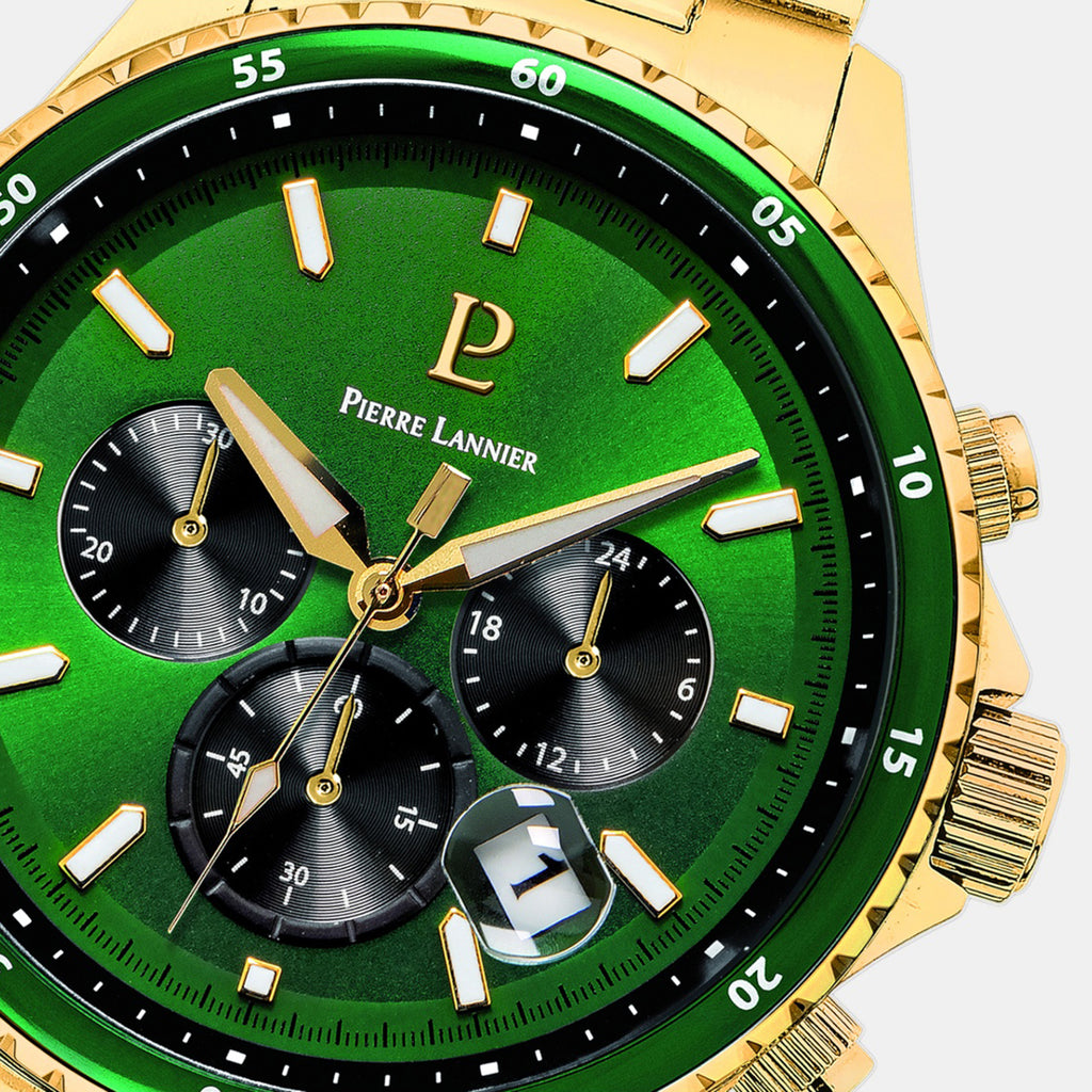 Cronos Men Quartz Green Dial Chronograph Stainless Steel Watch 228J062