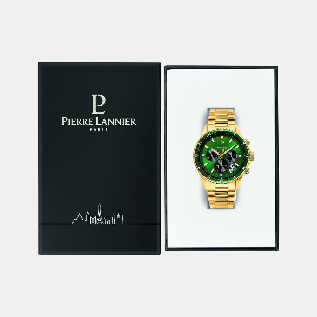 Cronos Men Quartz Green Dial Chronograph Stainless Steel Watch 228J062