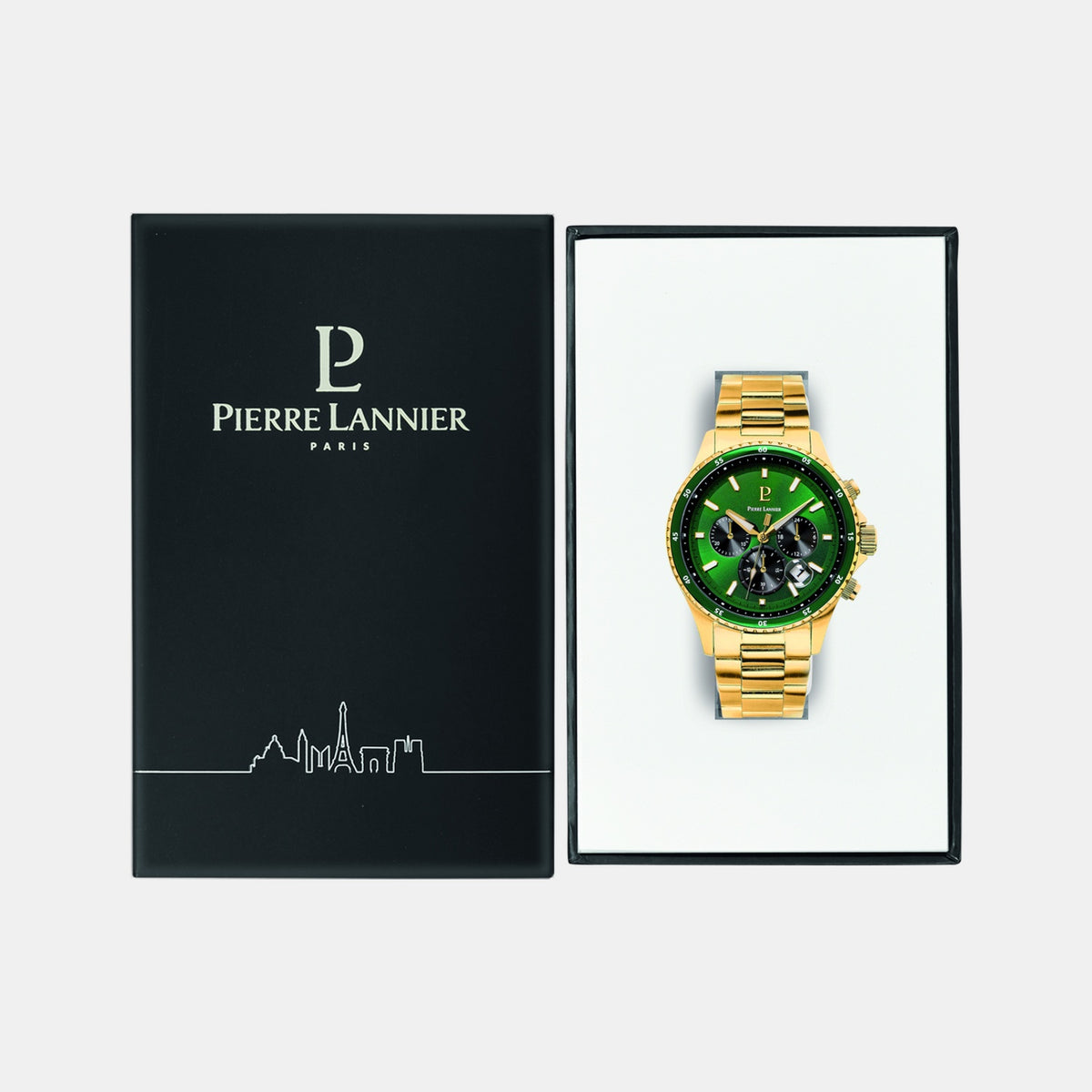 Cronos Men Quartz Green Dial Chronograph Stainless Steel Watch 228J062