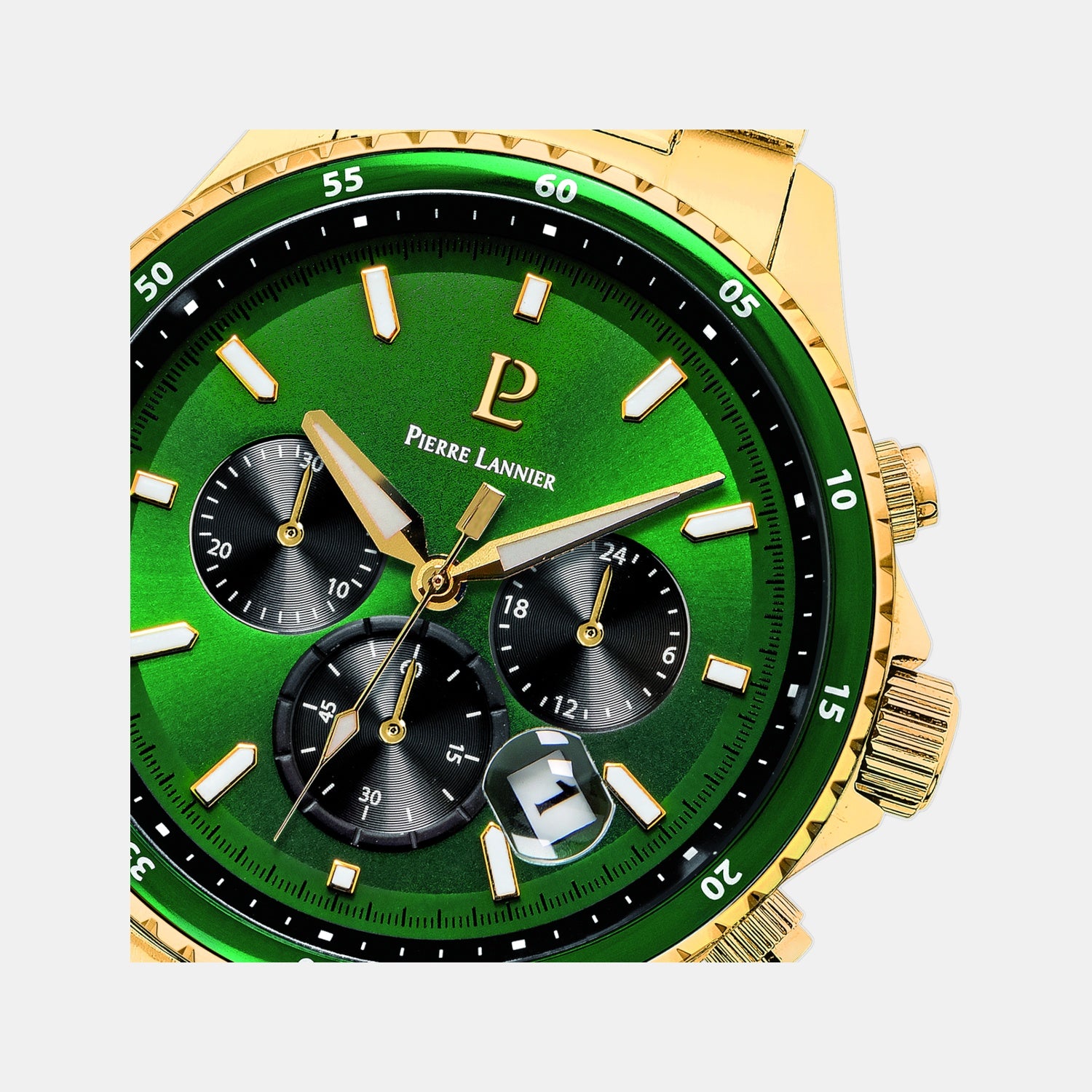 Cronos Men Quartz Green Dial Chronograph Stainless Steel Watch 228J062