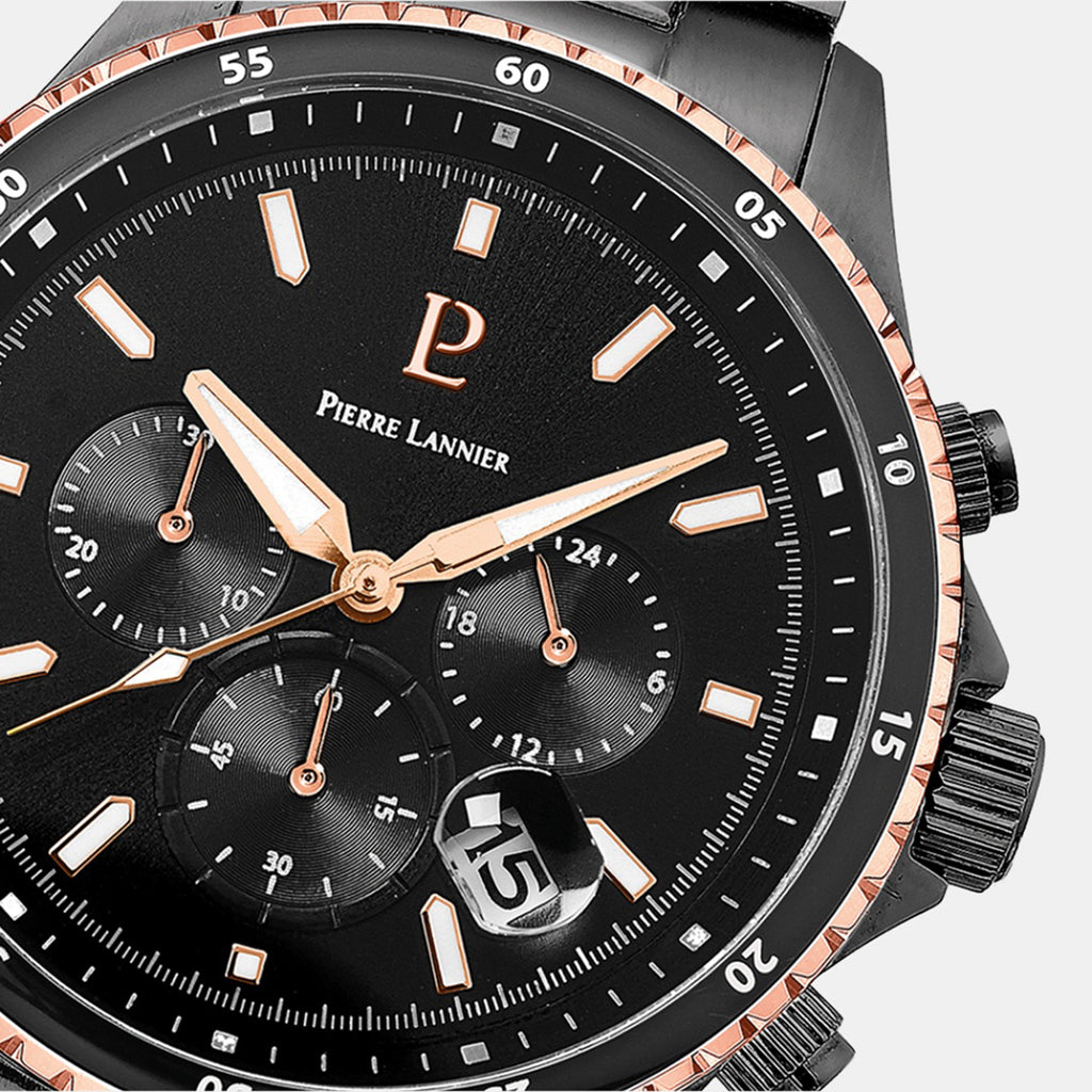 Cronos Men Quartz Black Dial Analog Stainless Steel Watch 228J239