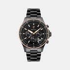 Cronos Men Quartz Black Dial Analog Stainless Steel Watch 228J239