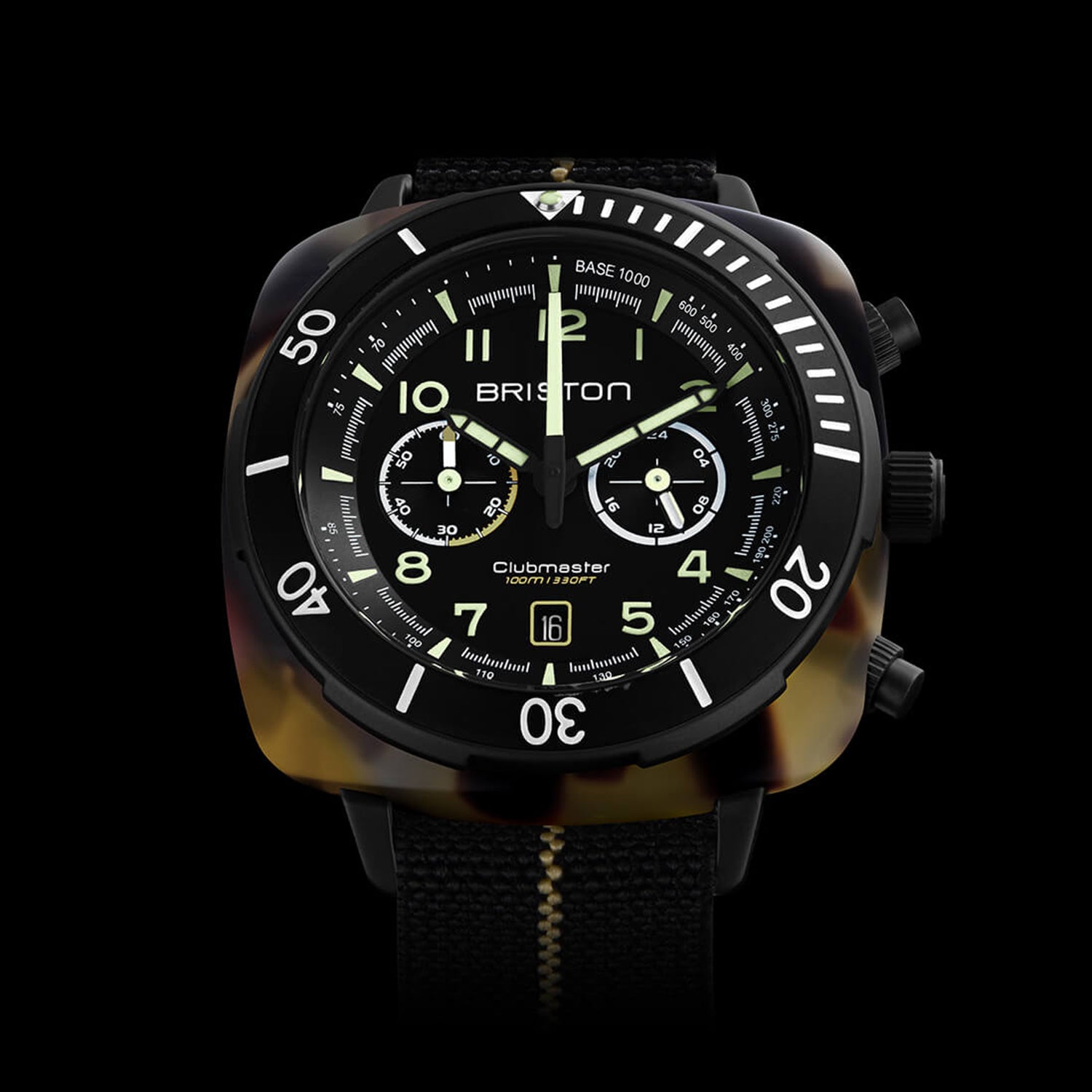 Clubmaster Outdoor Men Quartz Black Dial Chronograph NATO Watch 23144.PBAMTS.5.EBK