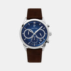 Pierre Lannier Monarck Men Quartz Blue Dial Chronograph Leather Watch 232G164-1