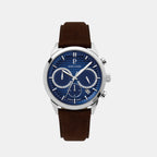 Pierre Lannier Monarck Men Quartz Blue Dial Chronograph Leather Watch 232G164-2