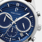 Pierre Lannier Monarck Men Quartz Blue Dial Chronograph Leather Watch 232G164-3