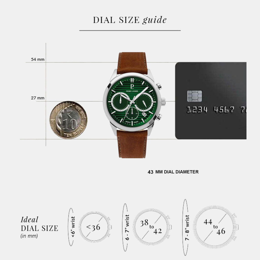 Monarck Men Quartz Green Dial Chronograph Leather Watch 232G174
