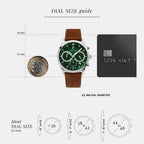 Monarck Men Quartz Green Dial Chronograph Leather Watch 232G174