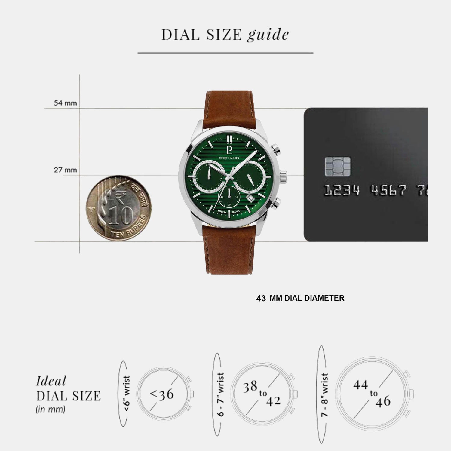 Monarck Men Quartz Green Dial Chronograph Leather Watch 232G174