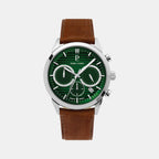 Pierre Lannier Monarck Men Quartz Green Dial Chronograph Leather Watch 232G174-1