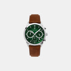 Pierre Lannier Monarck Men Quartz Green Dial Chronograph Leather Watch 232G174-2
