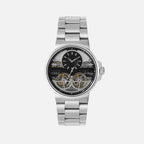 Men Automatic Silver Dial Multi-Function Stainless Steel Watch 234-M10401