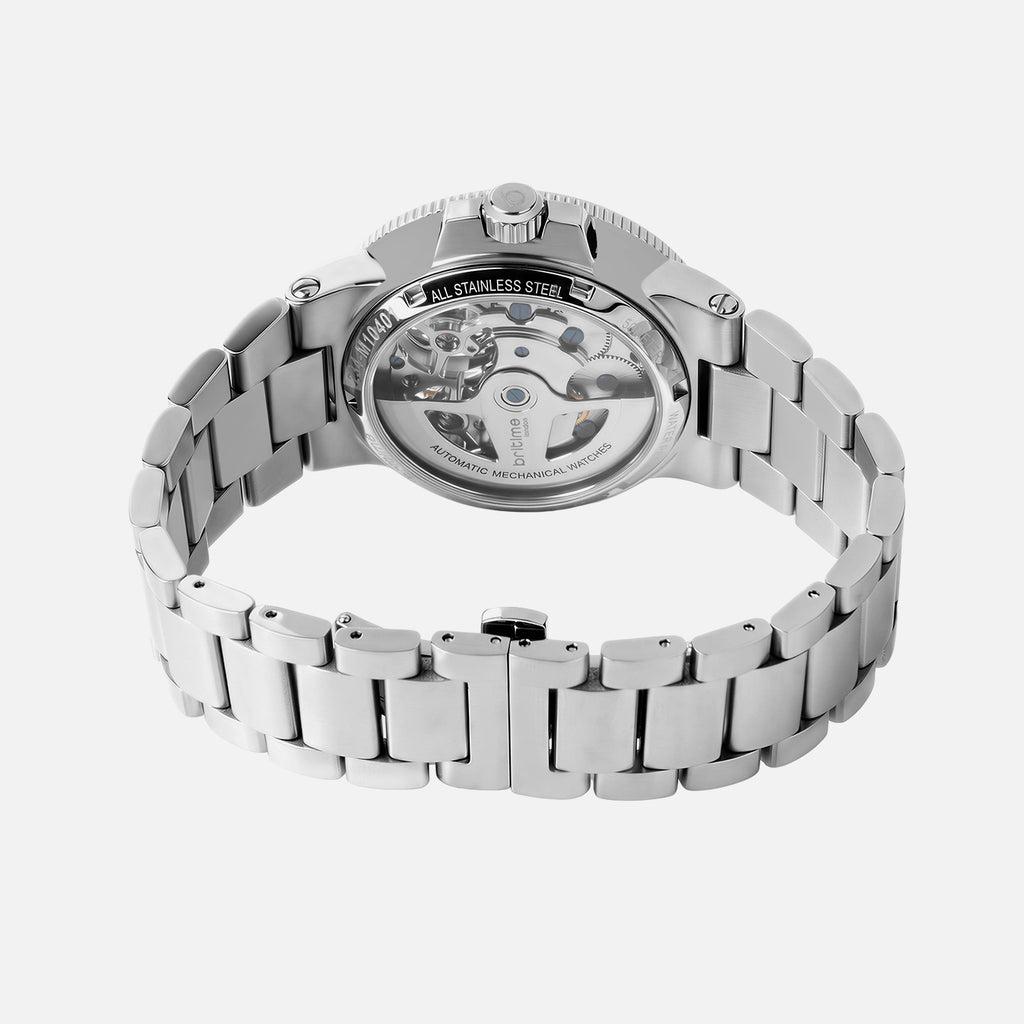 Men Automatic Silver Dial Multi-Function Stainless Steel Watch 234-M10401