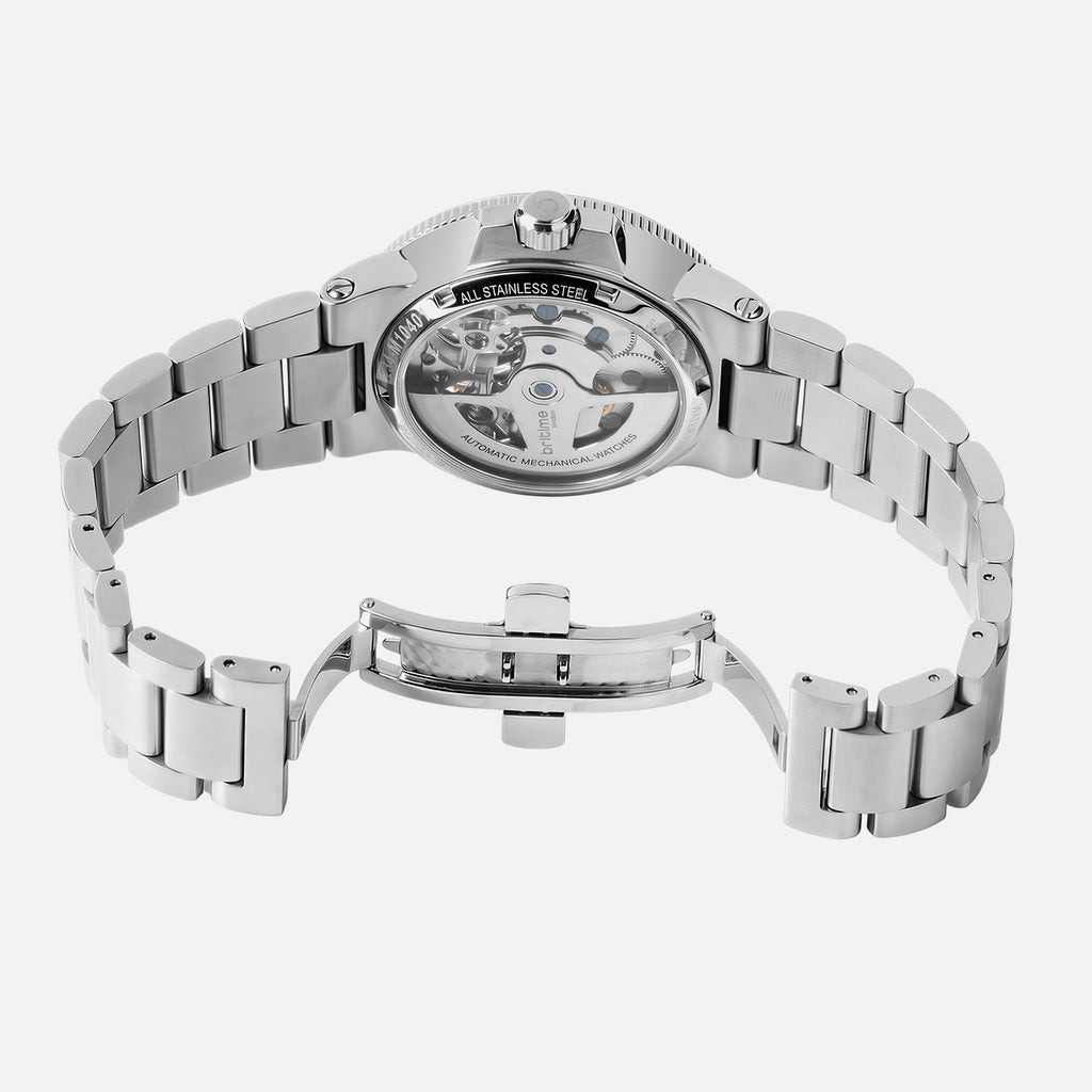 Men Automatic Silver Dial Multi-Function Stainless Steel Watch 234-M10401