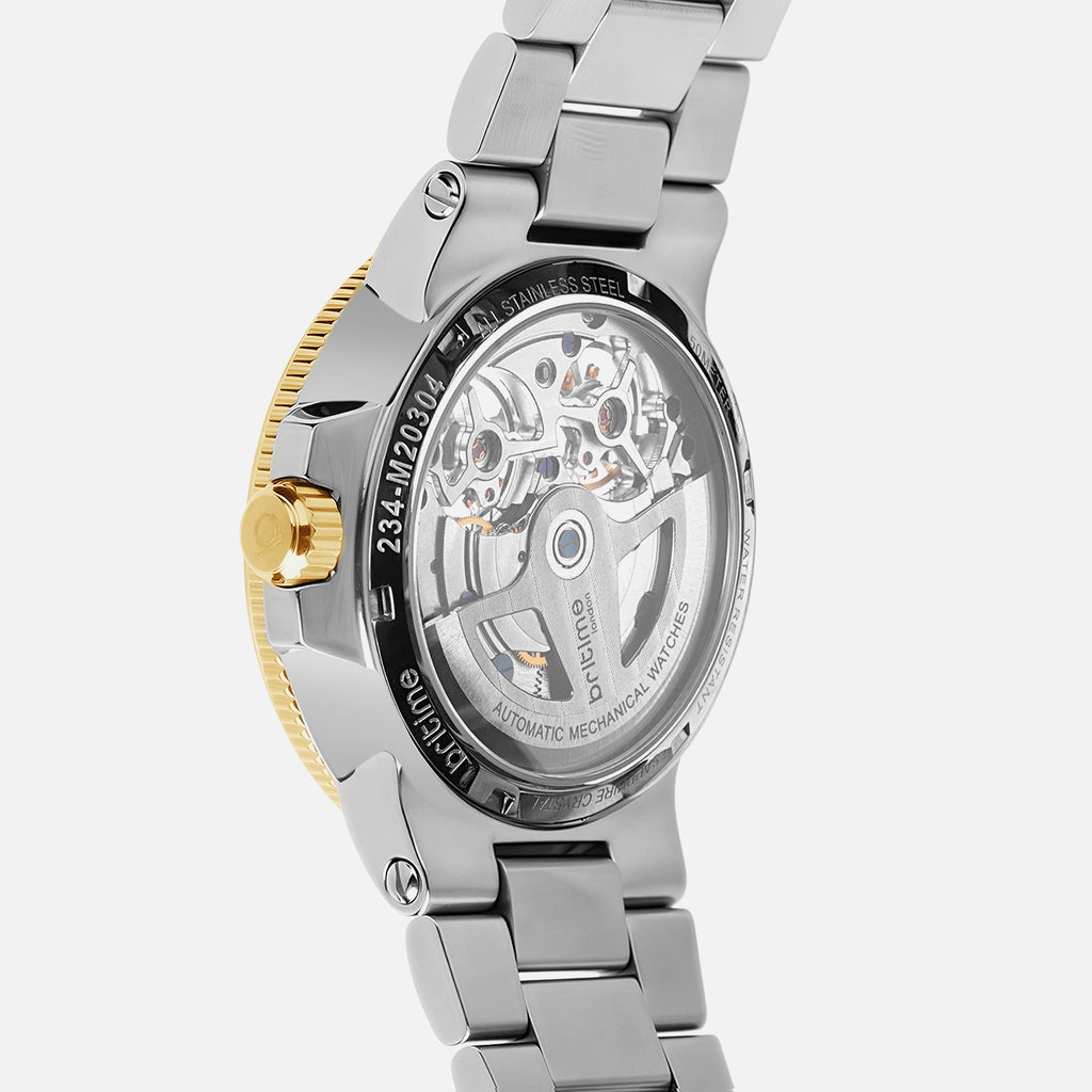 Men Automatic Gold Dial Multi-Function Stainless Steel Watch 234-M20304