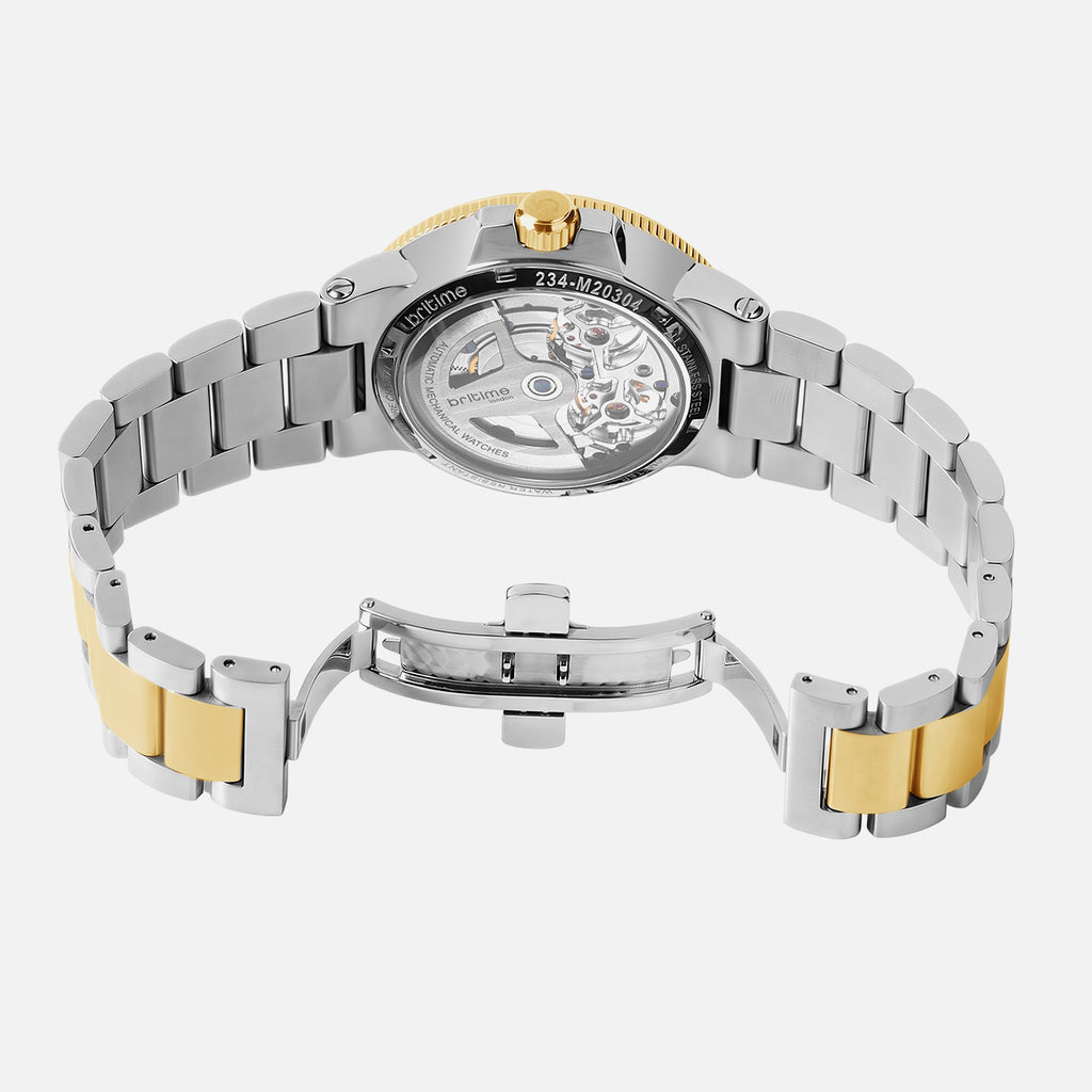 Men Automatic Gold Dial Multi-Function Stainless Steel Watch 234-M20304