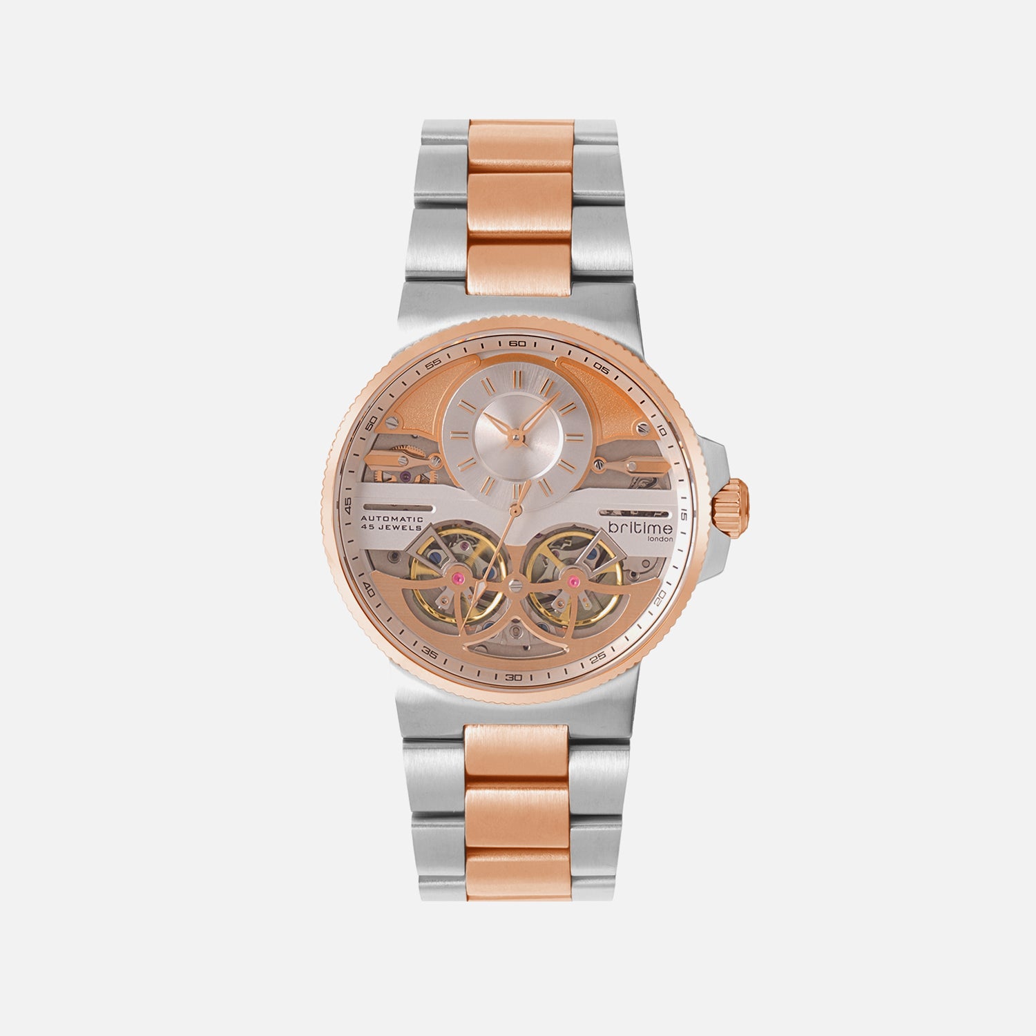 Men Automatic Gold Dial Multi-Function Stainless Steel Watch 234-M30305