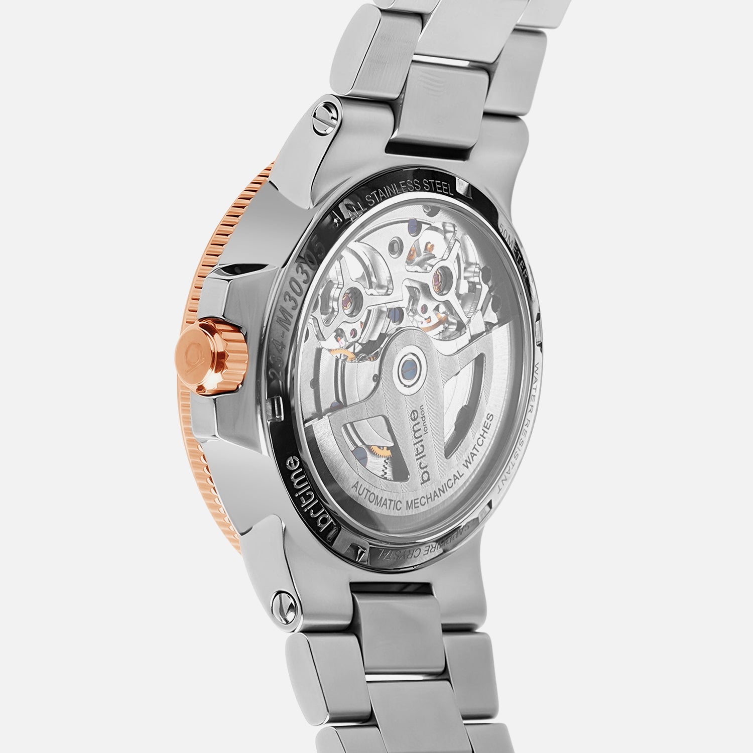 Men Automatic Gold Dial Multi-Function Stainless Steel Watch 234-M30305