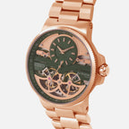 Men Automatic Rose Gold Dial Multi-Function Stainless Steel Watch 234-M31403
