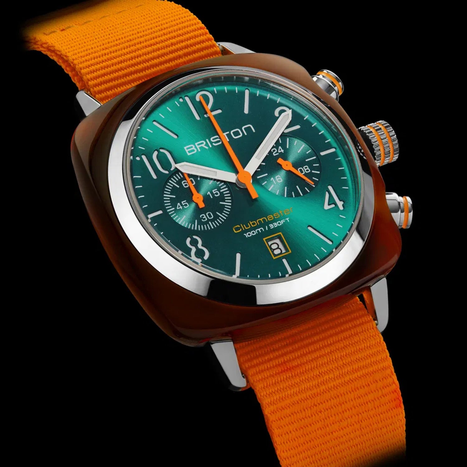 Clubmaster Classic Unisex Quartz Emerald Dial Chronograph NATO Watch 24140.SA.T.27.NOG