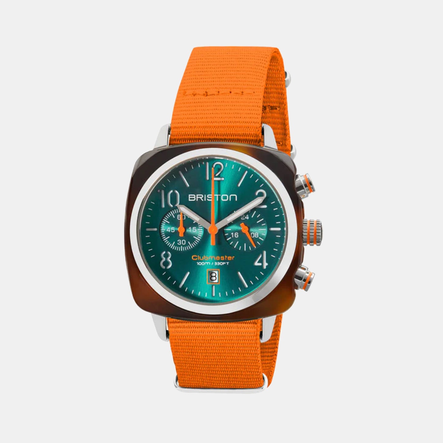 Clubmaster Classic Unisex Quartz Emerald Dial Chronograph Nato Watch 24140.SA.T.27.NOG