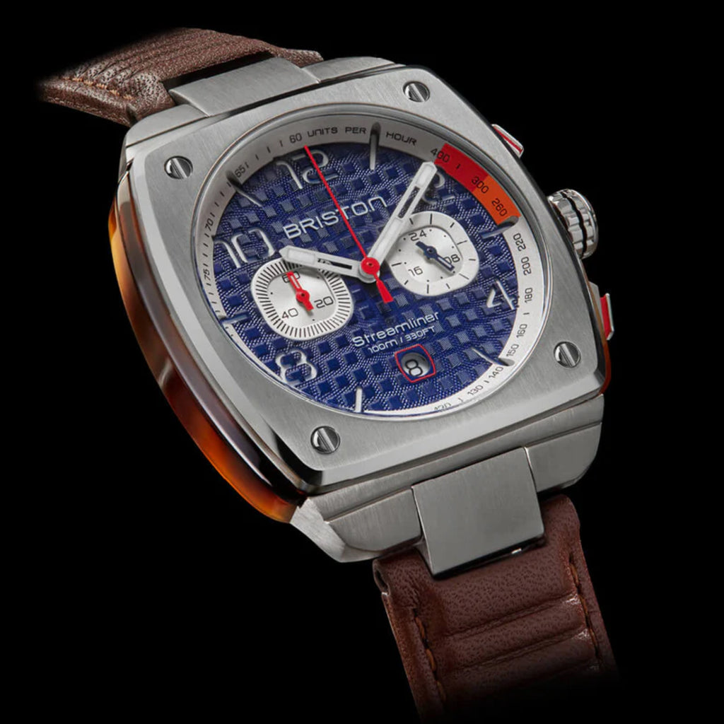 Briston Streamliner Urban Men Quartz Blue Dial Chronograph Leather Watch 24142.S.T.15.LBR-3