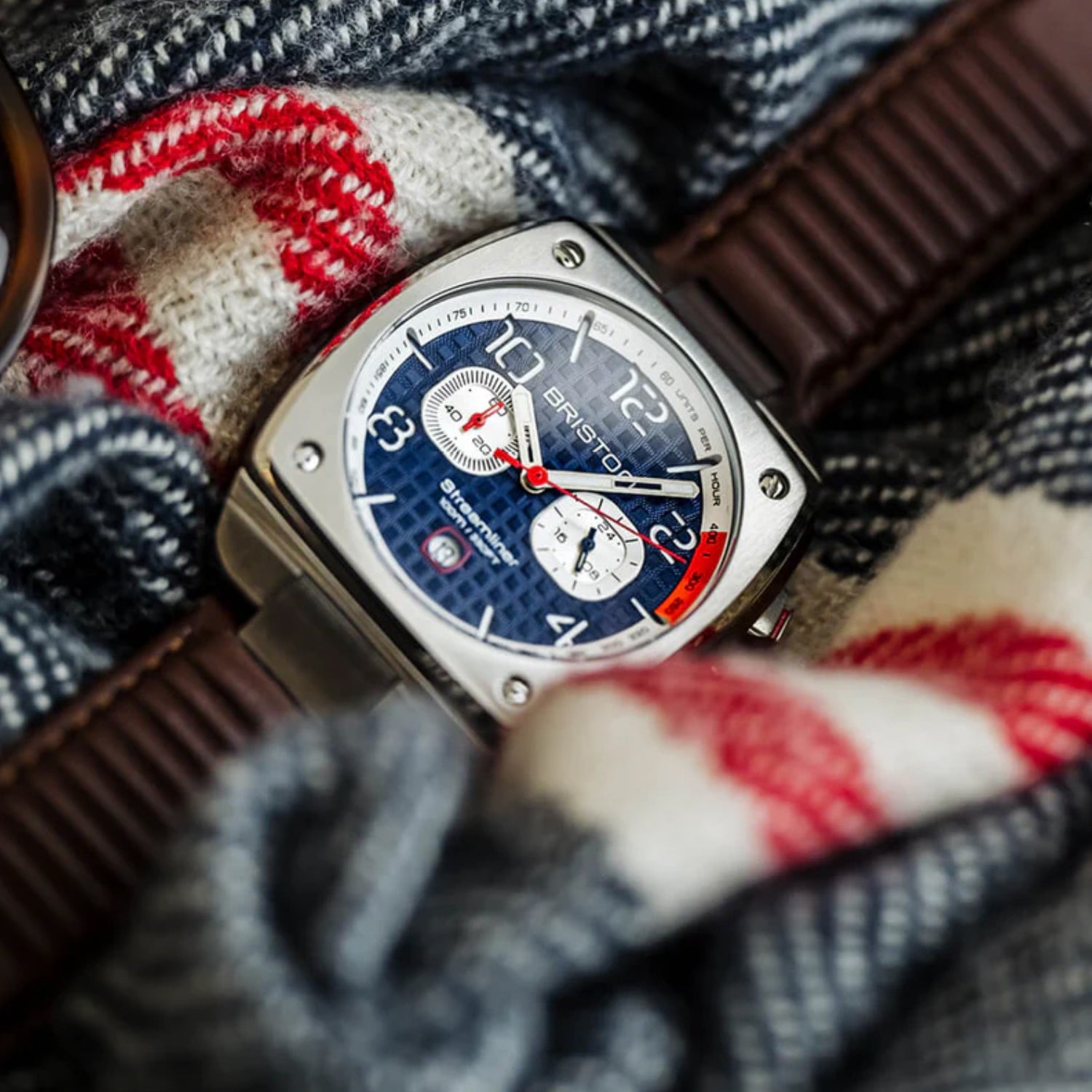 Briston Streamliner Urban Men Quartz Blue Dial Chronograph Leather Watch 24142.S.T.15.LBR-4