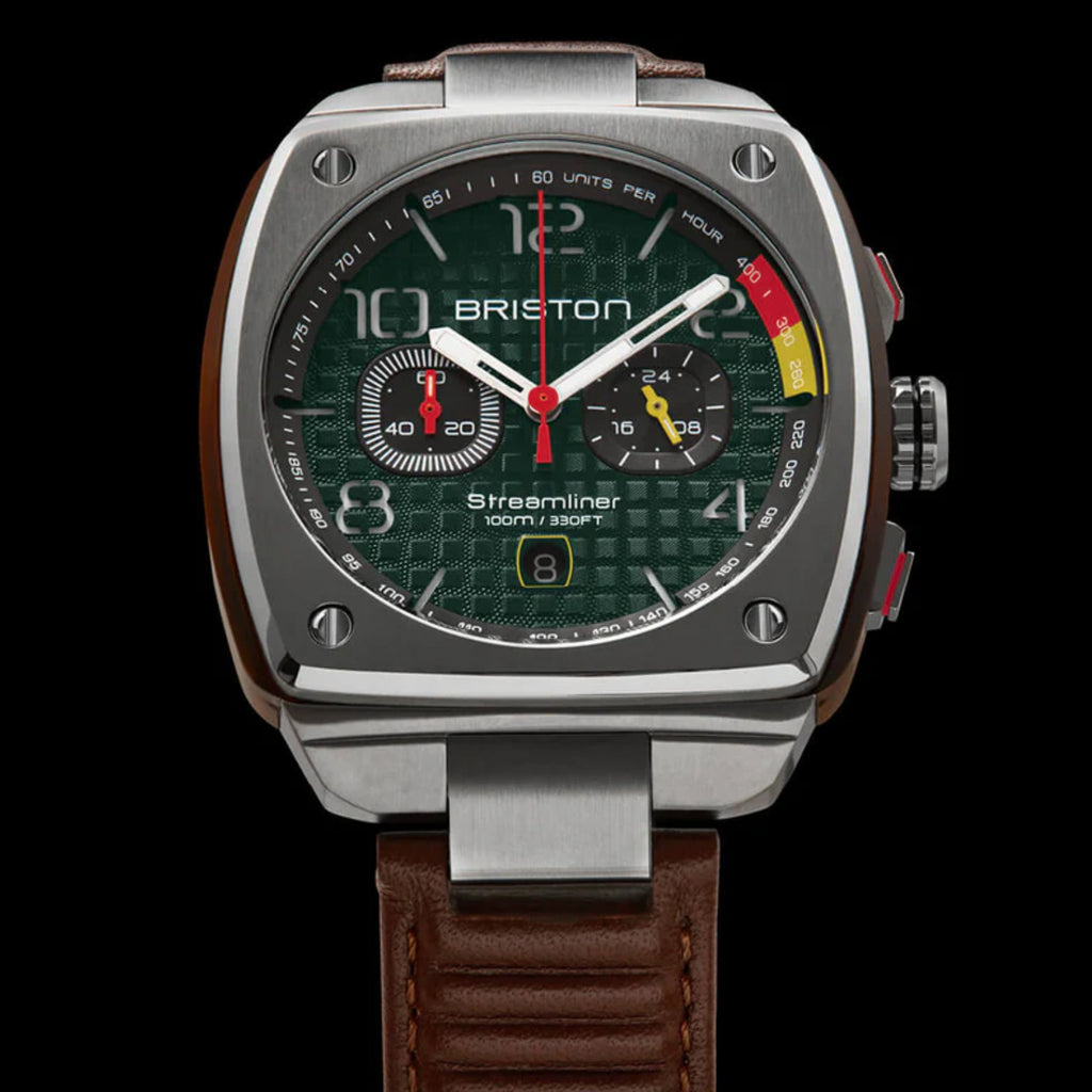 Briston Streamliner Urban Men Quartz Green Dial Chronograph Leather Watch 24142.S.T.16.LBR-2