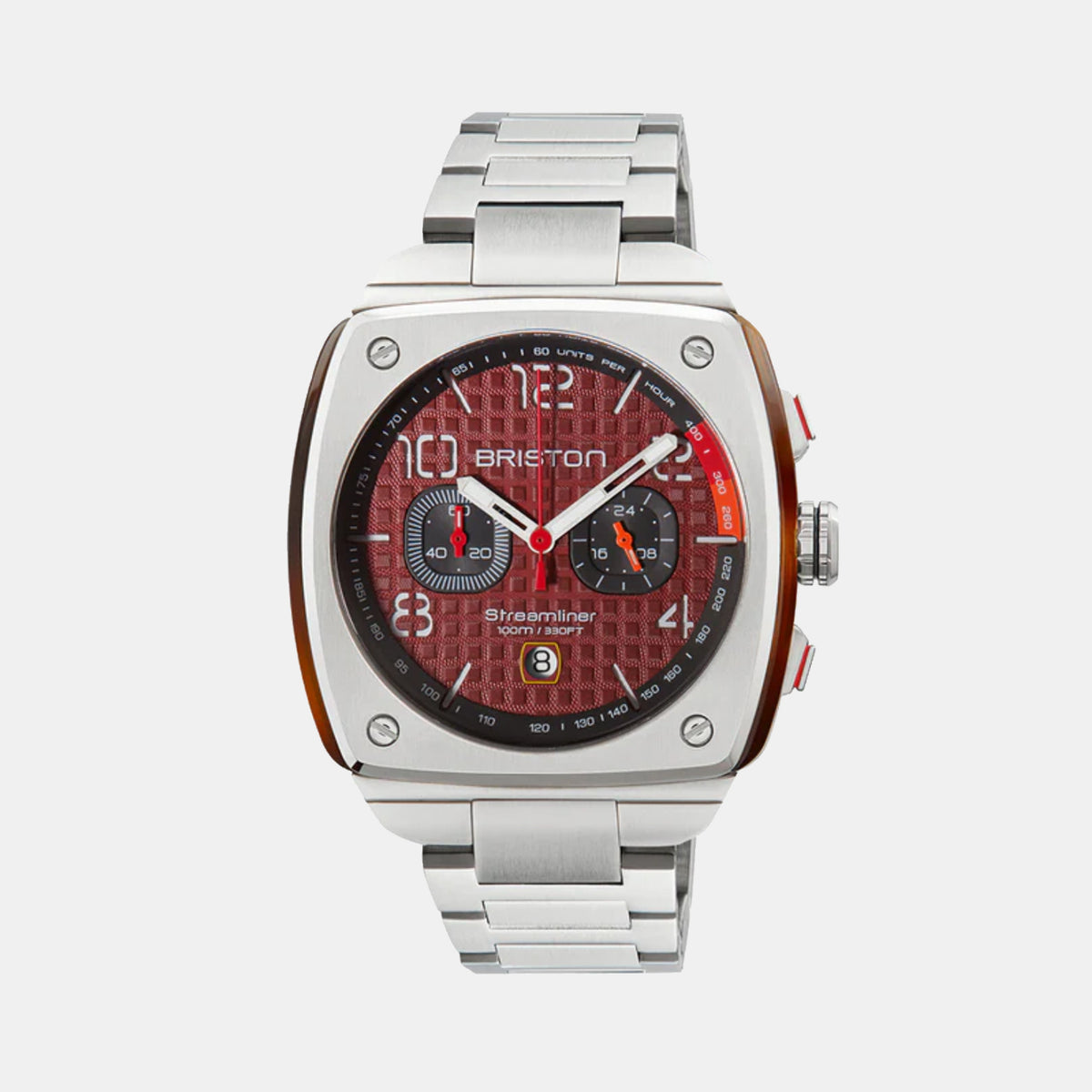 Briston Streamliner Urban Men Quartz Red Dial Chronograph Stainless Steel Watch 24142.S.T.8.SB-1