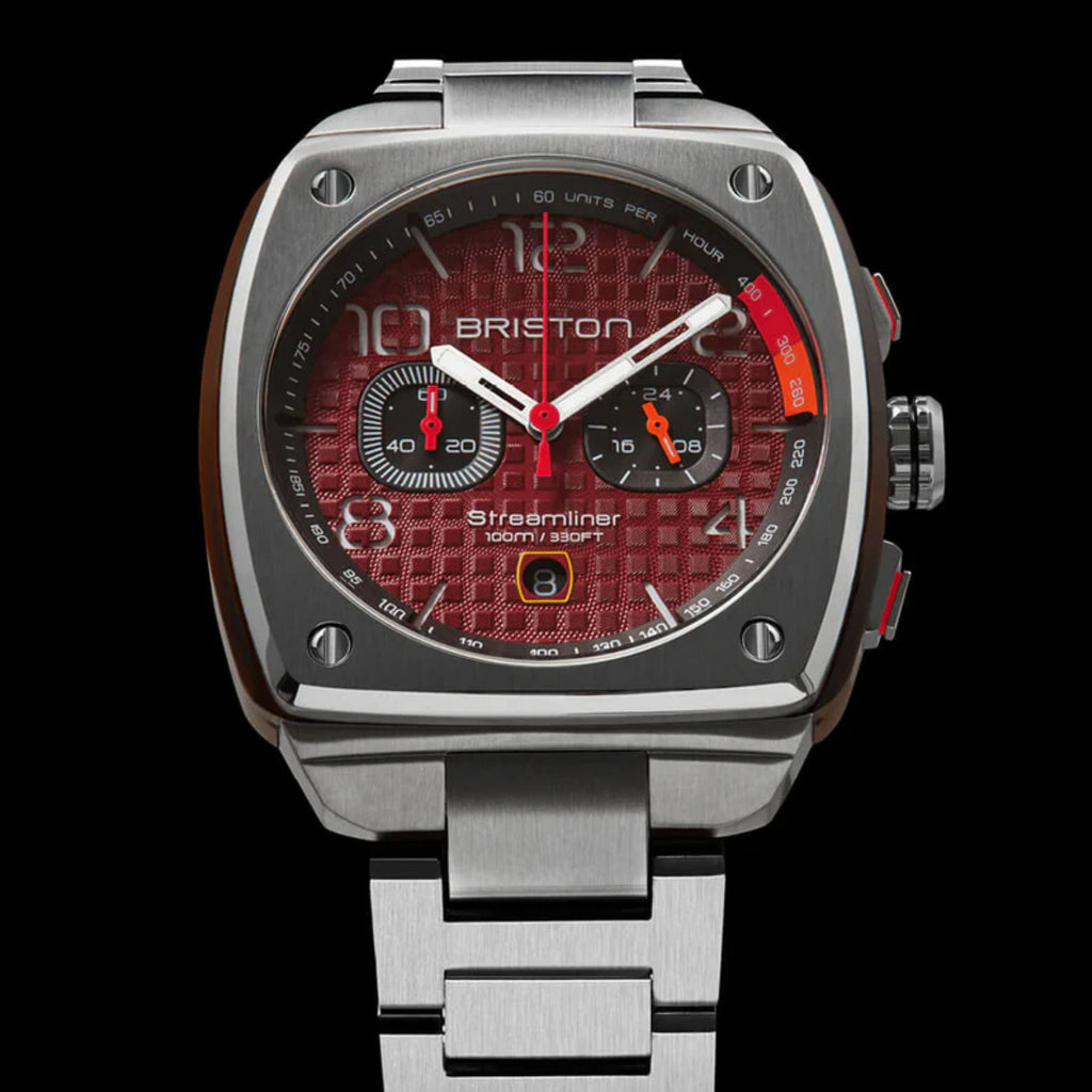 Briston Streamliner Urban Men Quartz Red Dial Chronograph Stainless Steel Watch 24142.S.T.8.SB-2