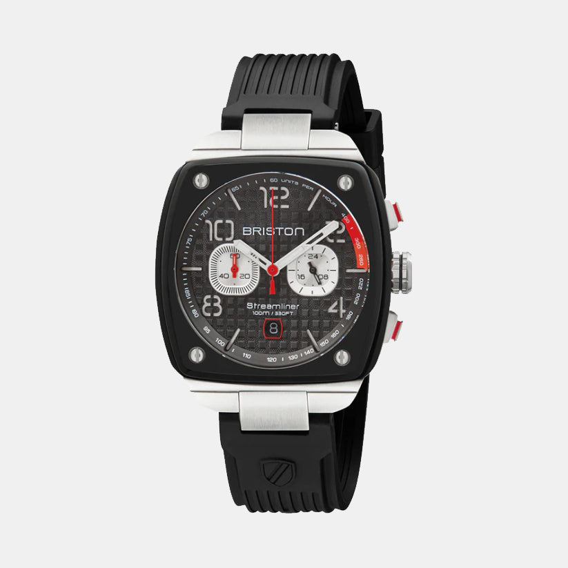Briston Streamliner Urban Men Quartz Black Dial Chronograph Rubber Watch 24142.SA.B.1.RB-1