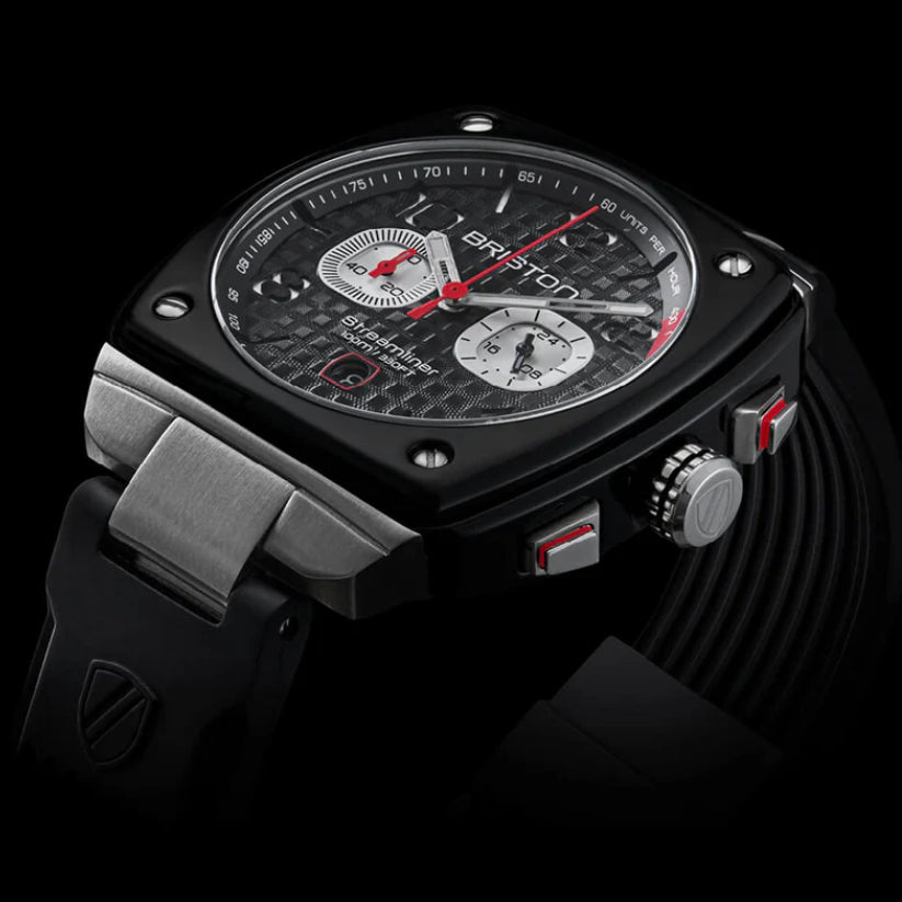 Briston Streamliner Urban Men Quartz Black Dial Chronograph Rubber Watch 24142.SA.B.1.RB-2