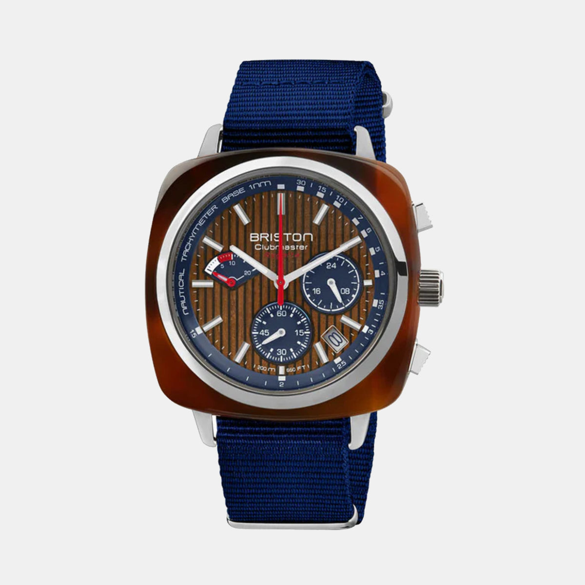 Briston Clubmaster Regatta Men Quartz Walnut Dial Chronograph Nato Watch 241542.SA.T.15W.NNB-1