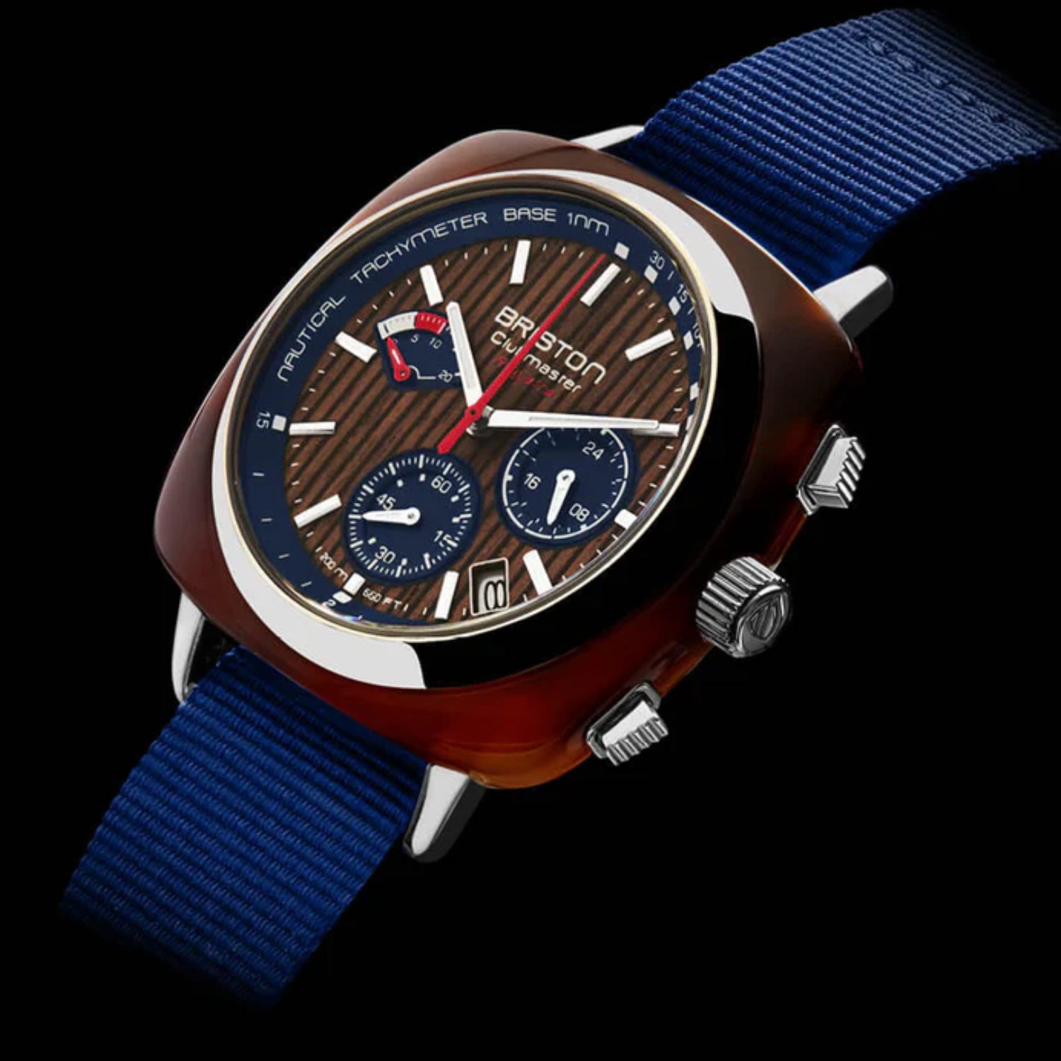 Briston Clubmaster Regatta Men Quartz Walnut Dial Chronograph Nato Watch 241542.SA.T.15W.NNB-2