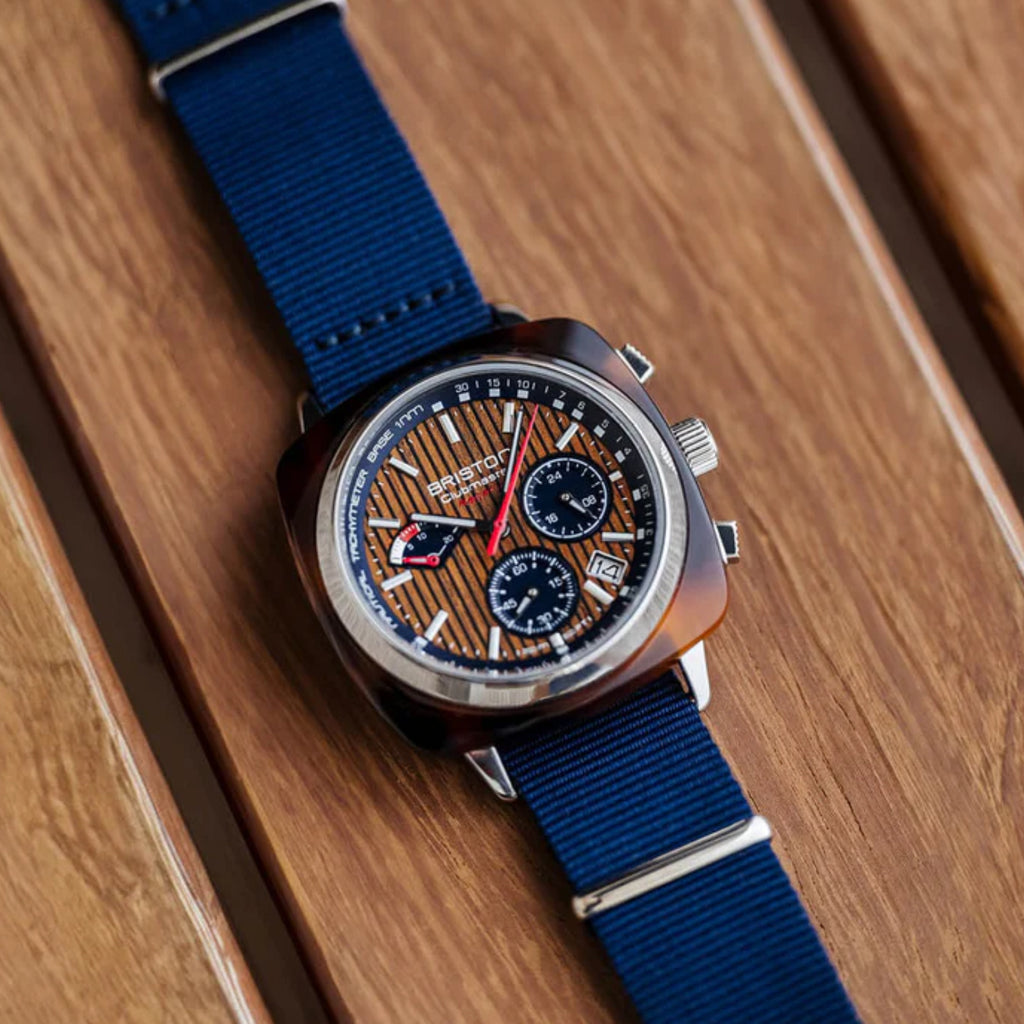 Briston Clubmaster Regatta Men Quartz Walnut Dial Chronograph Nato Watch 241542.SA.T.15W.NNB-3