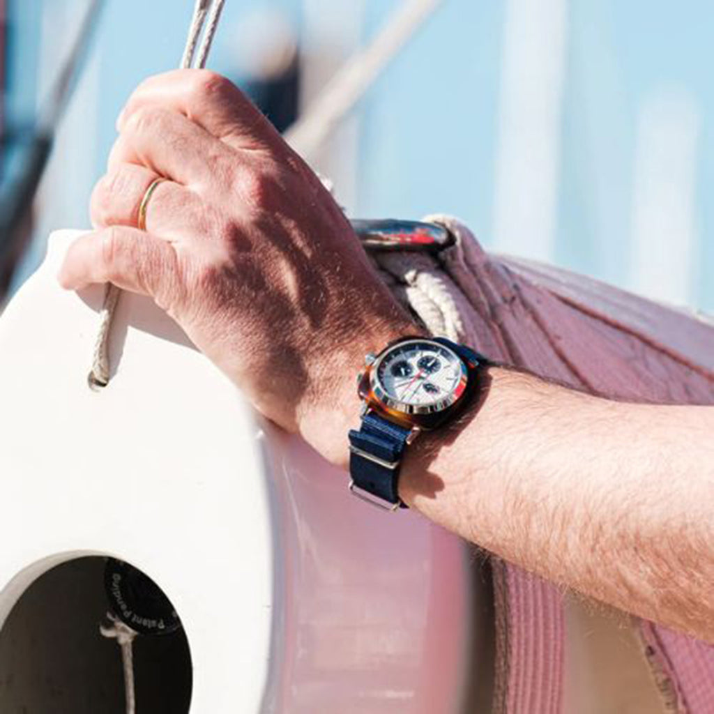 Clubmaster Regatta Men Quartz White Dial Chronograph NATO Watch 241542.SA.T.2.NNB