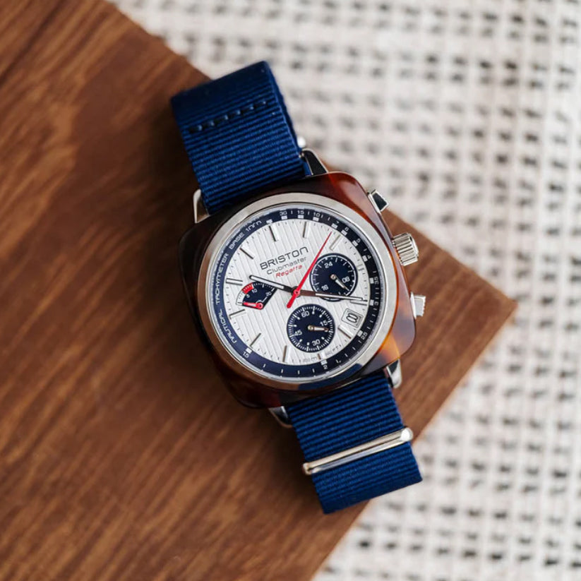 Briston Clubmaster Regatta Men Quartz White Dial Chronograph Nato Watch 241542.SA.T.2.NNB-3