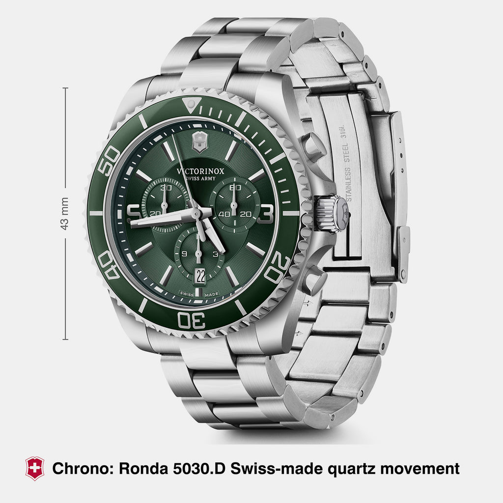 Maverick Men Quartz Green Dial Chronograph  Stainless Steel Watch 241946