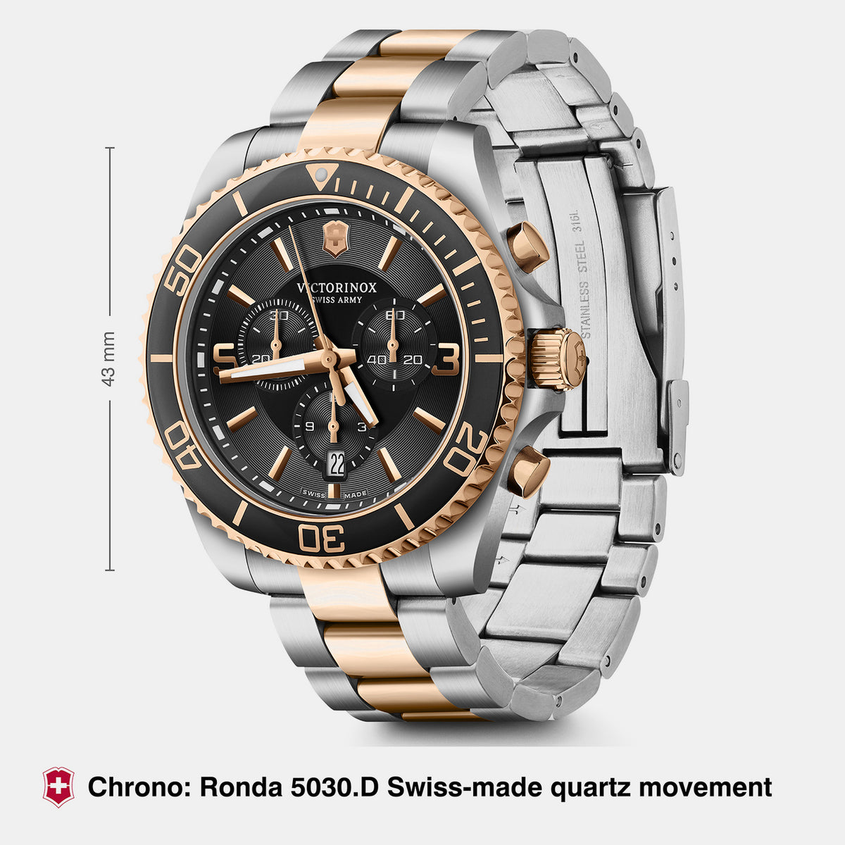 Maverick Men Quartz Black Dial Chronograph  Stainless Steel Watch 241952