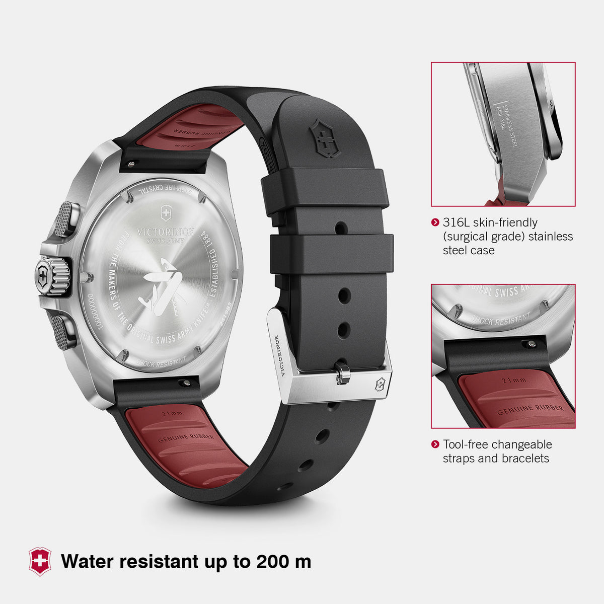 I.n.o.x. Men Quartz Black Dial Chronograph  Rubber Watch 241983