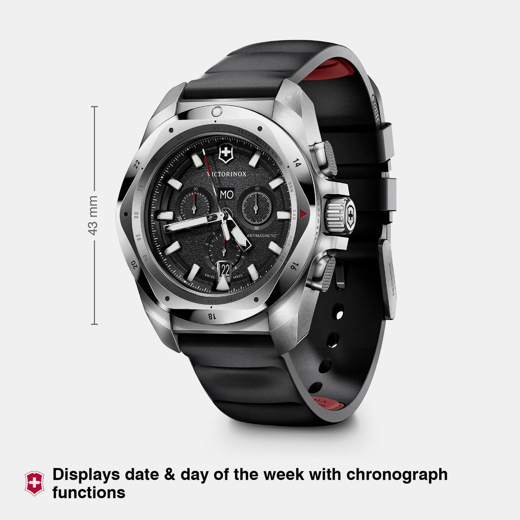 I.n.o.x. Men Quartz Black Dial Chronograph  Rubber Watch 241983