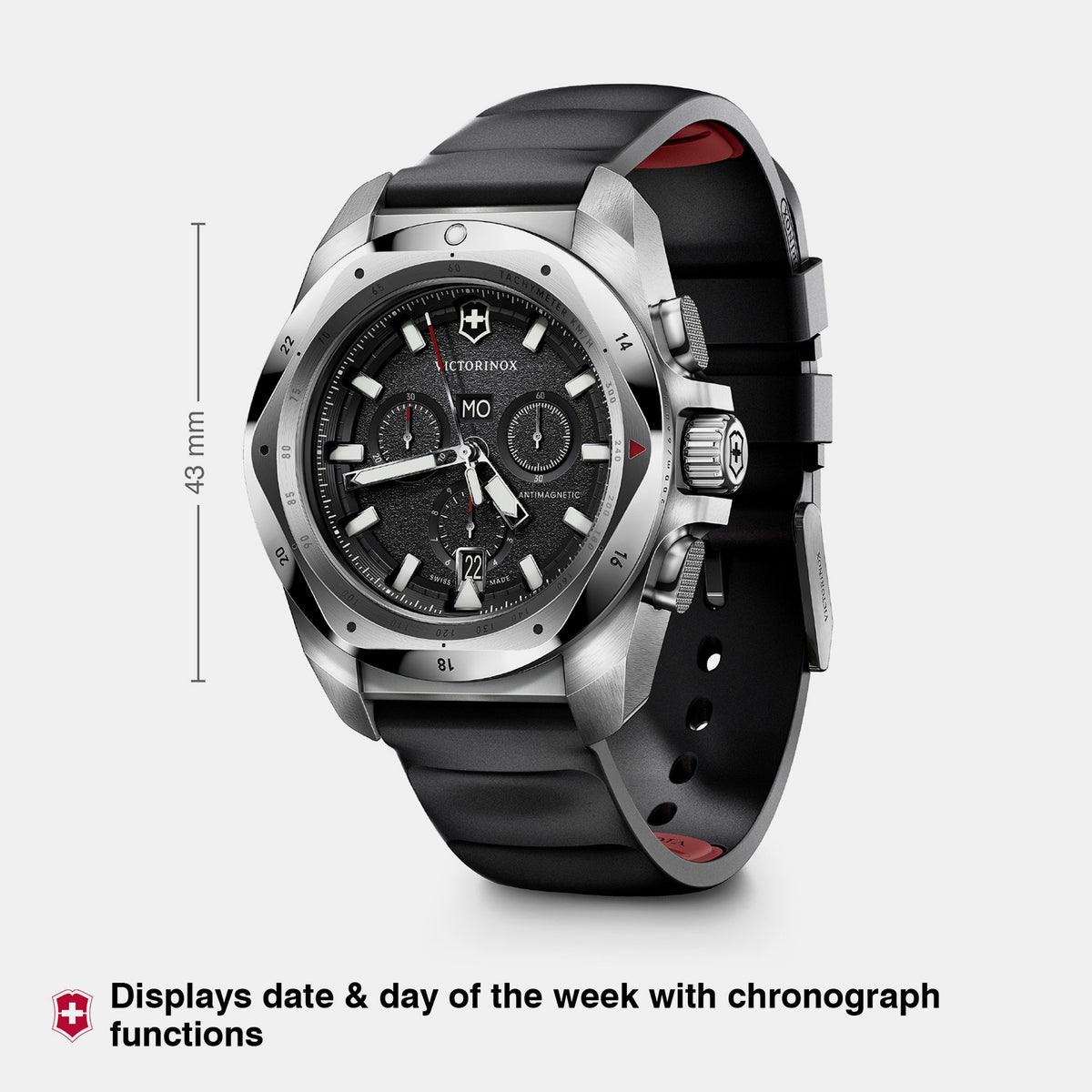I.n.o.x. Men Quartz Black Dial Chronograph  Rubber Watch 241983